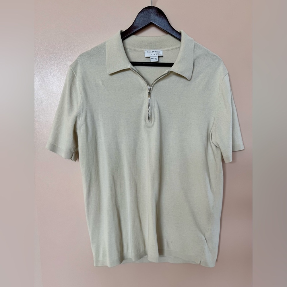 Tiger of Sweden - Men’s - Beige - Zip Polo Shirt - Size L - Weekend Wear
